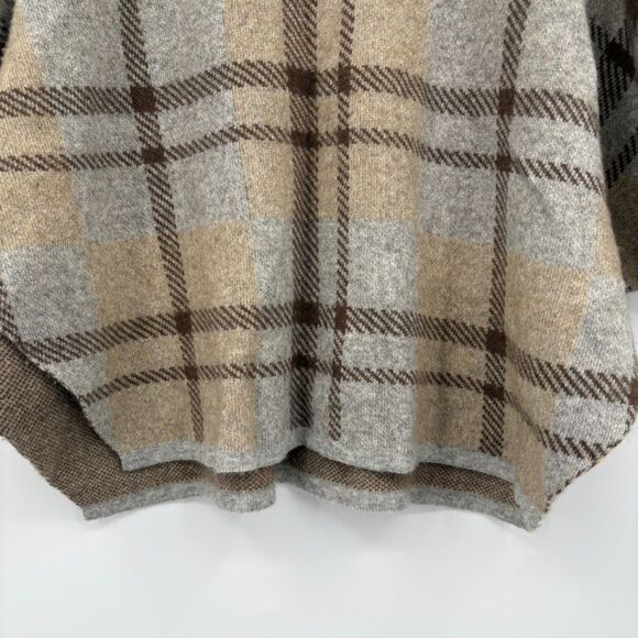 Note di Anita Plaid Poncho Sweater, One Size, Merino Wool Blend, Made in Italy - Picture 4 of 9
